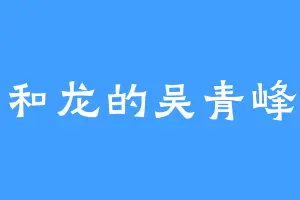 和龙的吴青峰