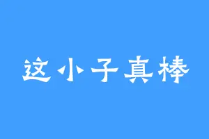 这小子真棒