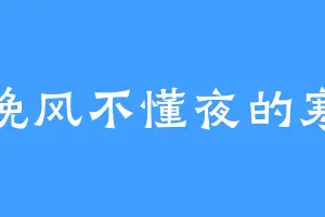 晚风不懂夜的寒