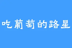 爱吃葡萄的路星河