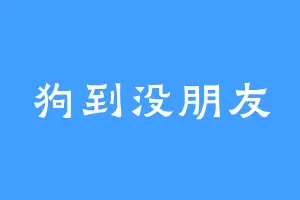 狗到没朋友