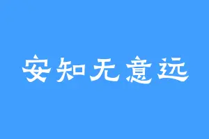 安知无意远